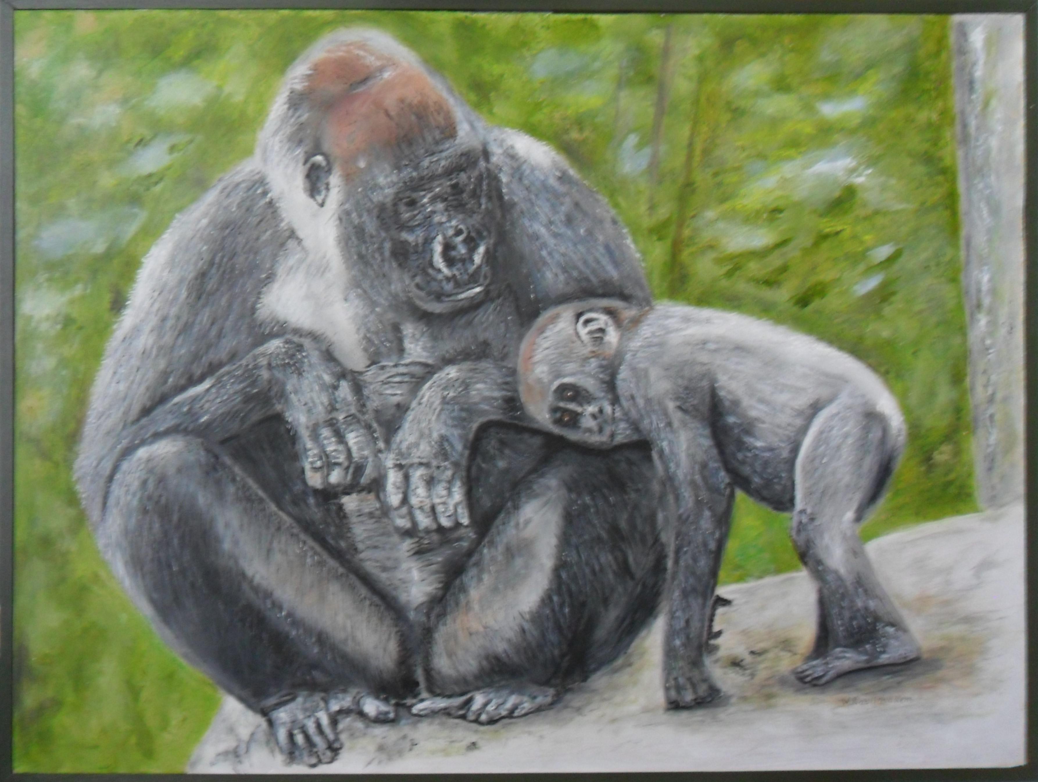 golrilla met kleine gorilla